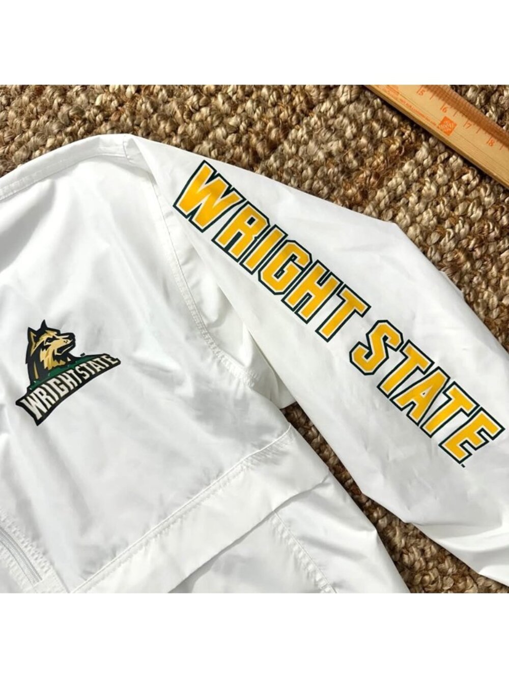 Champion Mens Wright State Raiders Half Zip Lightweight Windbreaker Jacket White